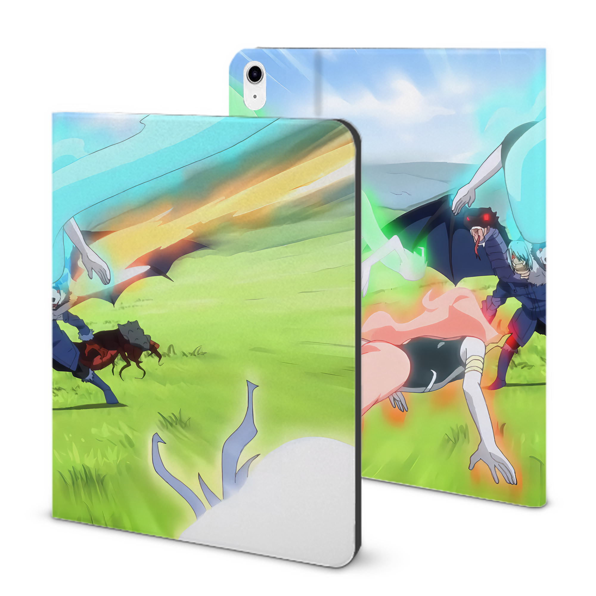 （画像用） 転スラ Regarding Reincarnated to Slime IPad ケース ブック型 PUレザー TPU 耐衝撃 軽量 薄型 ペン収納なし 全面保護 IPad 各モデル対応